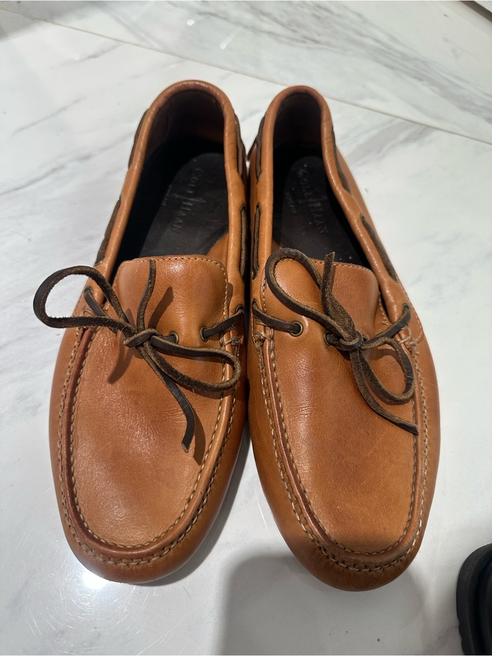 Cole Haan Brown Leather Boat Moccasins - Picture 2 of 4